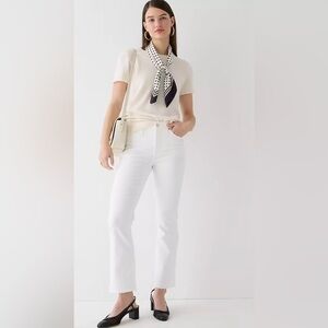 J.Crew Billie Demi Boot Crop Jeans Size 31 White Kick Flare Raw Hem